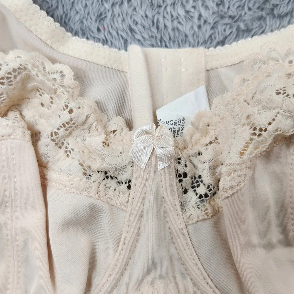 Curvy Couture Bra Womens 38D Nude Tulip Lace‎ Push Up Underwire Bombshell Nude